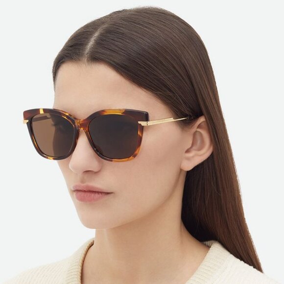 NEW BOTTEGA VENETA BV1296SA 002 SUNGLASSES WOMEN HAVANA BROWN CAT EYE EYEWEAR main image 3